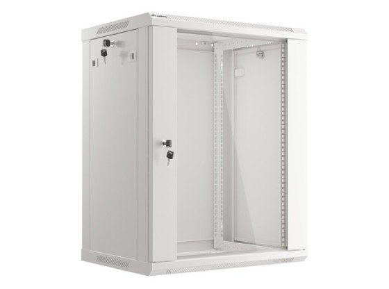 RACK CABINET 19" WALL-MOUNT 15U/600X450 (FLAT PACK) WITH GLASS DOOR GREY LANBERG V2