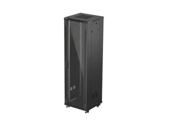 RACK CABINET 19" FREE-STANDING 42U/600X600 (FLAT PACK) WITH GLASS DOOR BLACK LANBERG