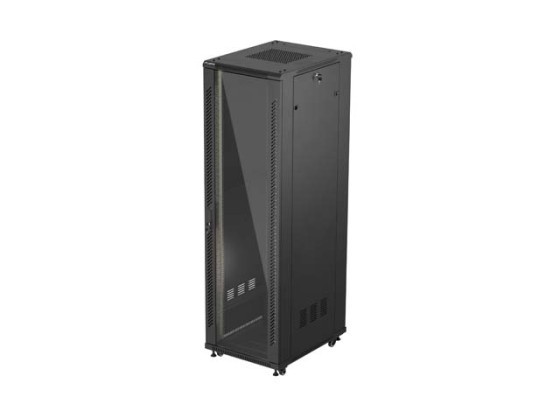 RACK CABINET 19" FREE-STANDING 42U/600X800 (FLAT PACK) WITH GLASS DOOR BLACK LANBERG