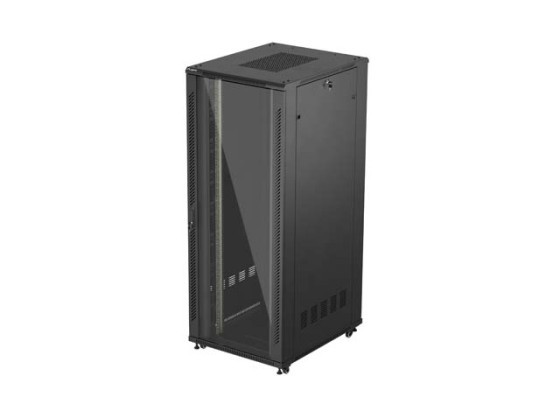 RACK CABINET 19" FREE-STANDING 42U/800X1000 (FLAT PACK) WITH GLASS DOOR BLACK LANBERG