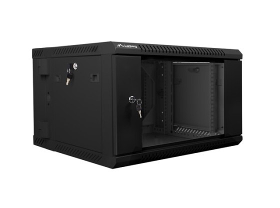 RACK CABINET 19" DOUBLE-SECTION WALL-MOUNT 6U/600X600 (FLAT PACK) BLACK LANBERG