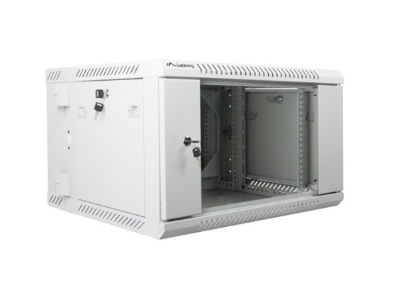 RACK CABINET 19" DOUBLE-SECTION WALL-MOUNT 6U/600X600 (FLAT PACK) GREY LANBERG