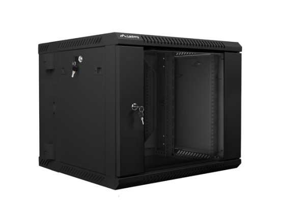 RACK CABINET 19" DOUBLE-SECTION WALL-MOUNT 9U/600X600 (FLAT PACK) BLACK LANBERG