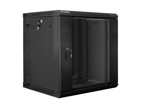 RACK CABINET 19" DOUBLE-SECTION WALL-MOUNT 12U/600X600 (FLAT PACK) BLACK LANBERG