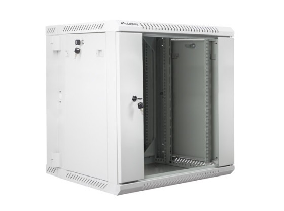 RACK CABINET 19" DOUBLE-SECTION WALL-MOUNT 12U/600X600 (FLAT PACK) GREY LANBERG
