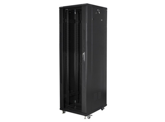 RACK CABINET 19" FREE-STANDING 47U/800X1000 WITH GLASS DOOR BLACK LANBERG (ASSEMBLED)