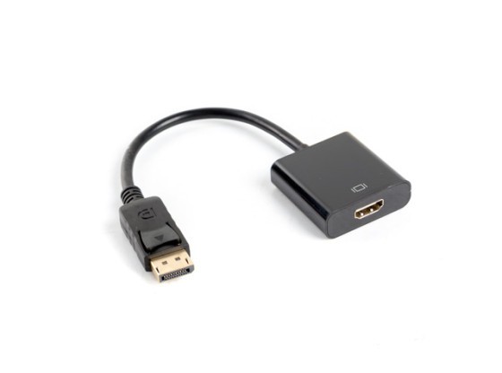 DISPLAYPORT(M) 1.2->HDMI(F) ADAPTER CABLE 10CM BLACK LANBERG