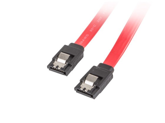 SATA DATA III (6GB/S) F/F CABLE 100CM METAL CLIPS RED LANBERG