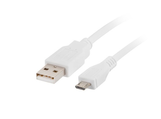 USB MICRO(M)->USB-A(M) 2.0 CABLE 1M WHITE LANBERG