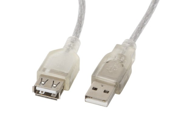 USB-A M/F 2.0 CABLE 1.8M TRANSPARENT FERRITE LANBERG