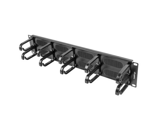 19" CABLE MANAGEMENT BRUSH PANEL 10 RINGS TYPE B 2U BLACK LANBERG