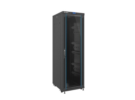 RACK CABINET 19" FREE-STANDING 37U/600X800 (FLAT PACK) WITH GLASS DOOR LCD BLACK LANBERG