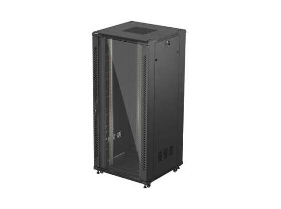 RACK CABINET 19" FREE-STANDING 37U/800X800 (FLAT PACK) WITH GLASS DOOR BLACK LANBERG