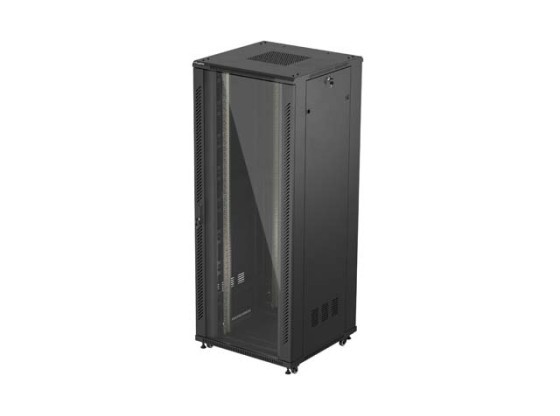 RACK CABINET 19" FREE-STANDING 42U/800X800 (FLAT PACK) WITH GLASS DOOR BLACK LANBERG