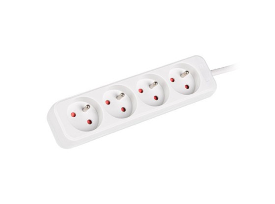 POWER STRIP LANBERG 1.5M 4X FRENCH OUTLETS QUALITY-GRADE COPPER CABLE WHITE