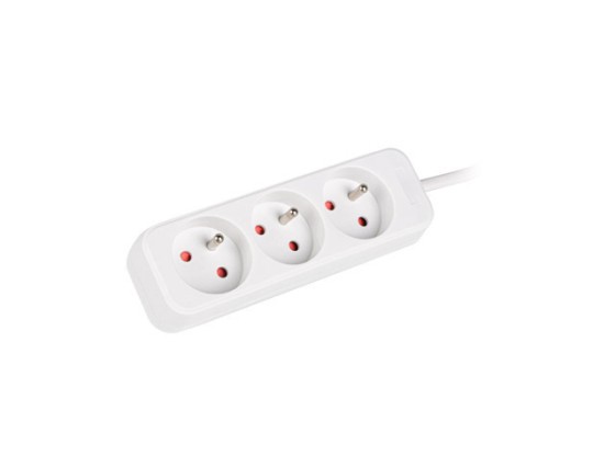 POWER STRIP LANBERG 3M 3X FRENCH OUTLETS QUALITY-GRADE COPPER CABLE WHITE