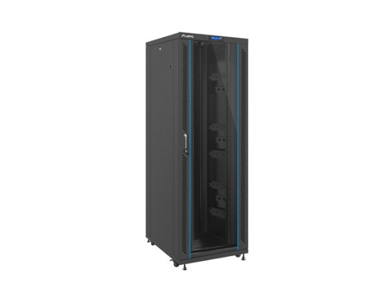 RACK CABINET 19" FREE-STANDING 37U/800X1000 (FLAT PACK) WITH GLASS DOOR LCD BLACK LANBER