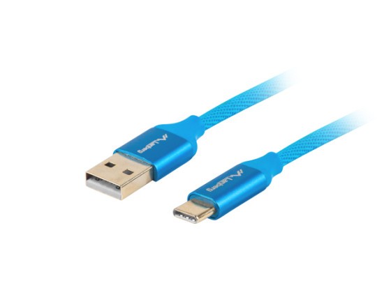USB-C(M)->USB-A(M) 2.0 CABLE 1M BLUE PREMIUM QC 3.0 LANBERG