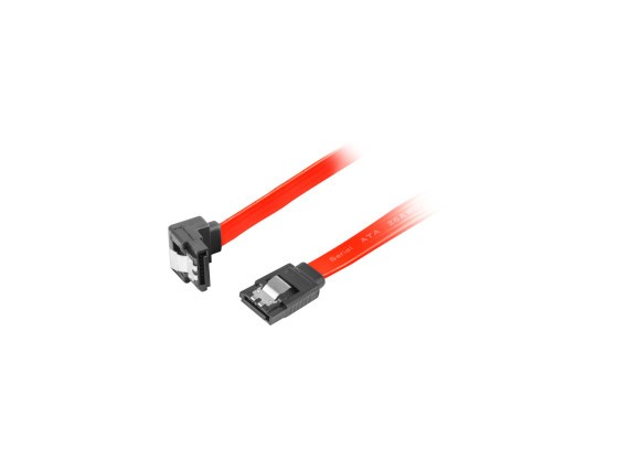 SATA DATA III (6GB/S) F/F CABLE 70CM ANGLED METAL CLIPS RED LANBERG