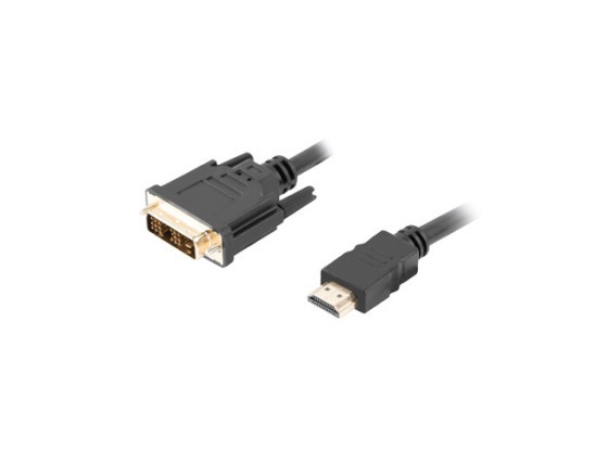 HDMI(M)->DVI-D(M)(18+1) CABLE 0.5M BLACK SINGLE LINK WITH GOLD-PLATED CONNECTORS LANBERG