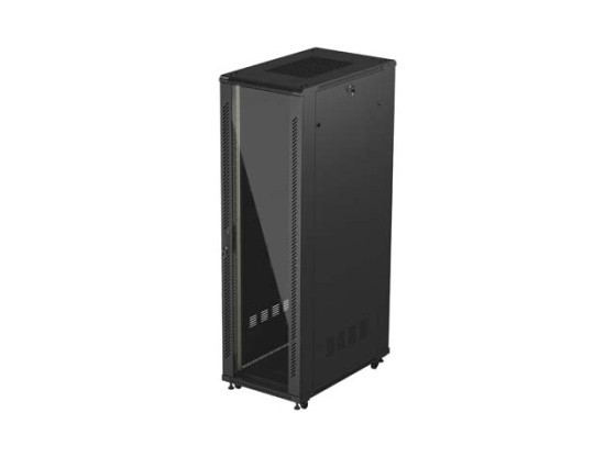 RACK CABINET 19" FREE-STANDING 42U/600X1000 (FLAT PACK) WITH GLASS DOOR BLACK LANBERG