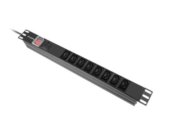 POWER DISTRIBUTION UNIT (PDU) 19" LANBERG 1U 16A 2M 8X IEC C13 SOCKETS BLACK C20