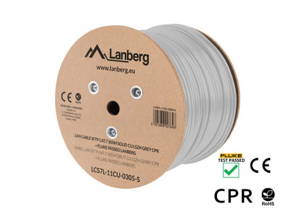 LAN CABLE CAT.7 SFTP 305M SOLID CU LSZH GREY CPR + FLUKE PASSED LANBERG