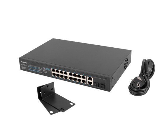 SWITCH LANBERG 16X 100MB POE+/2X 1GB/1X SFP UNMANAGED RACK 10" & 19" GIGABIT ETHERNET 150W