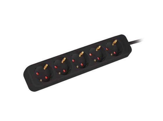 POWER STRIP LANBERG 3M 5X SCHUKO OUTLETS QUALITY-GRADE COPPER CABLE BLACK