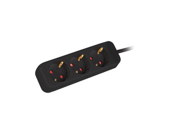 POWER STRIP LANBERG 1.5M 3X SCHUKO OUTLETS QUALITY-GRADE COPPER CABLE BLACK