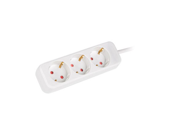 POWER STRIP LANBERG 1.5M 3X SCHUKO OUTLETS QUALITY-GRADE COPPER CABLE WHITE