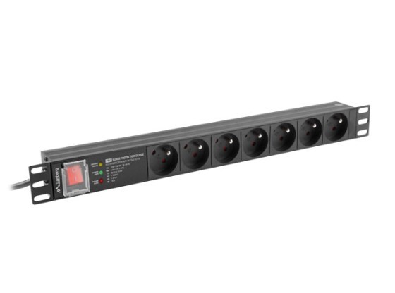 POWER DISTRIBUTION UNIT (PDU) PRO 19" LANBERG 1U 16A 2M 7X FRENCH OUTLETS SPD-3MP BLACK