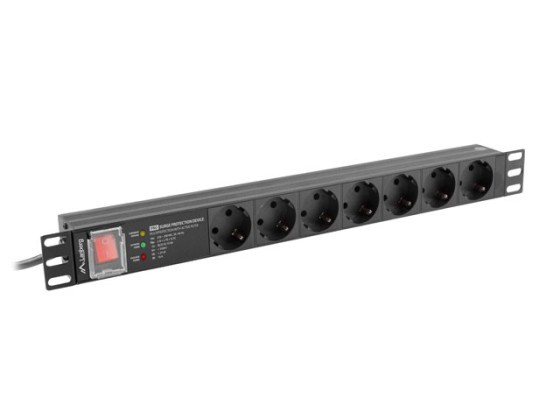 POWER DISTRIBUTION UNIT (PDU) PRO 19" LANBERG 1U 16A 2M 7X SCHUKO OUTLETS SPD-3MP BLACK
