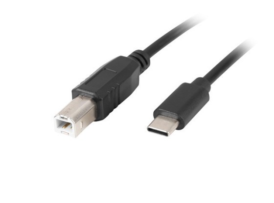 USB-C(M)->USB-B(M) 2.0 CABLE 1.8M BLACK FERRITE LANBERG