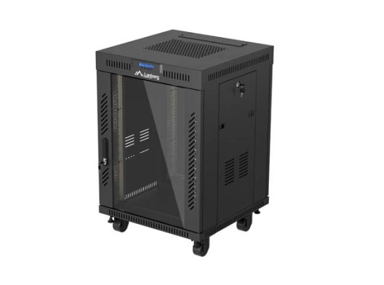 RACK CABINET 19" FREE-STANDING 15U/600X600 (FLAT PACK) WITH GLASS DOOR LCD BLACK LANBERG V2