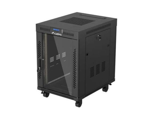RACK CABINET 19" FREE-STANDING 15U/600X800 (FLAT PACK) WITH GLASS DOOR LCD BLACK LANBERG V2