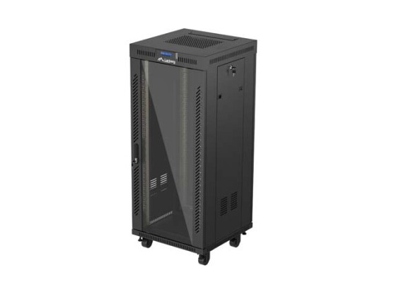 RACK CABINET 19" FREE-STANDING 27U/600X600 (FLAT PACK) WITH GLASS DOOR LCD BLACK LANBERG V2