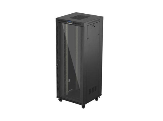 RACK CABINET 19" FREE-STANDING 42U/800X800 (FLAT PACK) WITH GLASS DOOR LCD BLACK LANBERG V2