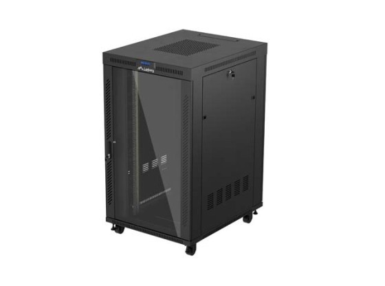 RACK CABINET 19" FREE-STANDING 27U/800X1000 (FLAT PACK) WITH GLASS DOOR LCD BLACK LANBERG V2