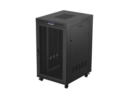 RACK CABINET 19" FREE-STANDING 27U/800X1000 (FLAT PACK) WITH MESH DOOR LCD BLACK LANBERG V2