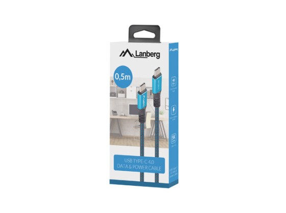 USB-C M/M 4.0 CABLE 0.5M 100W 8K 60HZ BLACK-BLUE BOX LANBERG