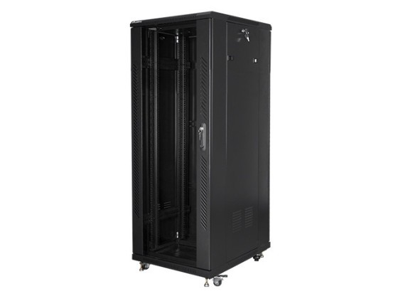 RACK CABINET 19" FREE-STANDING 32U/600X800 WITH GLASS DOOR BLACK LANBERG (ASSEMBLED)