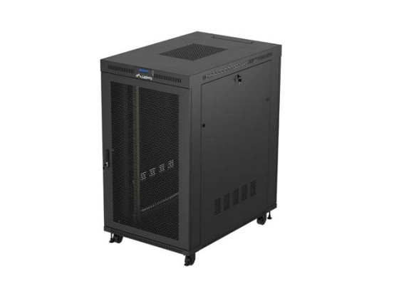 RACK CABINET 19" FREE-STANDING 27U/800X1200 (FLAT PACK) WITH MESH DOOR LCD BLACK LANBERG