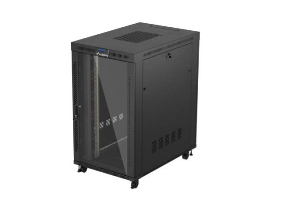 RACK CABINET 19" FREE-STANDING 27U/800X1200 (FLAT PACK) WITH GLASS DOOR LCD BLACK LANBERG