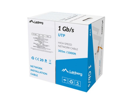 LAN CABLE 1GB/S 305M SOLID CCA ORANGE LANBERG