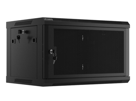 RACK CABINET 19" WALL-MOUNT 6U/600X450 WITH PERFORATED DOOR BLACK LANBERG (FLAT PACK)