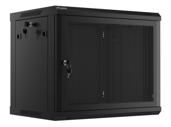 RACK CABINET 19" WALL-MOUNT 9U/600X450 WITH PERFORATED DOOR BLACK LANBERG (FLAT PACK)