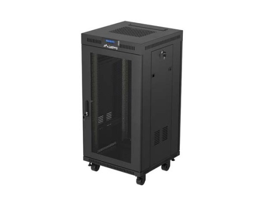 RACK CABINET 19" FREE-STANDING 22U/600X600 (FLAT PACK) WITH MESH DOOR LCD BLACK LANBERG V2