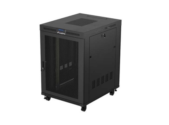 RACK CABINET 19" FREE-STANDING 22U/800X1000 (FLAT PACK) WITH MESH DOOR LCD BLACK LANBERG V2