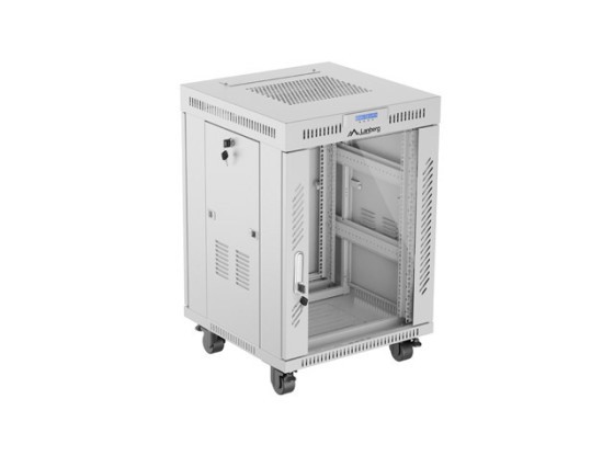RACK CABINET 19" FREE-STANDING 15U/600X600 (FLAT PACK) WITH GLASS DOOR LCD GREY LANBERG V2